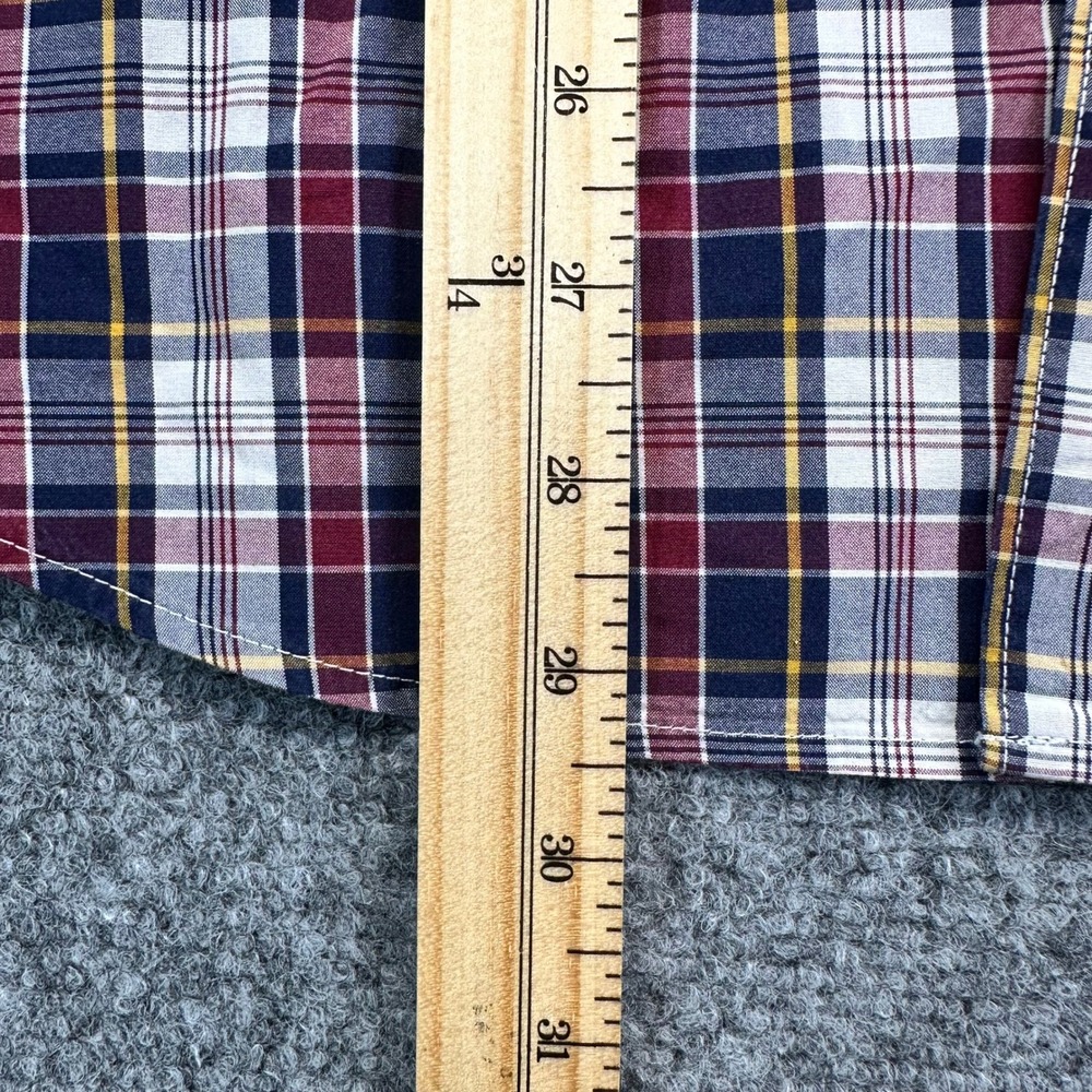 J.Crew Secret Wash Plaid Shirt Mens Large Navy Burgundy Classic Fit Button Down - Picture 4 of 6